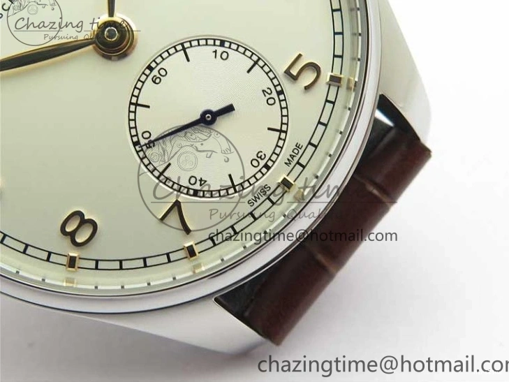 MIROTIME 0201 Original Portuguese IW358304 ZF 1:1 Best Edition SS White Dial RG Markers on Leather Strap A 7077